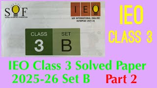 SOF IEO Class 3 Solved Paper/Class 3 English Olympiad Question Paper 2025-26 Set B