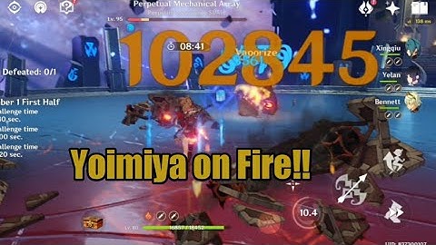 Yoimiya Machine Gun Shoot Down Perpetual Mecanical Array - Spiral Abyss | Genshin Impact