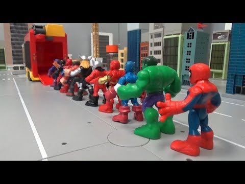 Spiderman learn numbers 10 super heroes <strong>enter</strong> firetruck <strong>toys</strong> 스파이더맨 10명 슈퍼히어로 숫자배우기 소방트럭 장난감