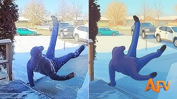 Caught in 4K! ❄ Funniest Security Camera Moments & Slippery Fails | Just Funniest & AFV