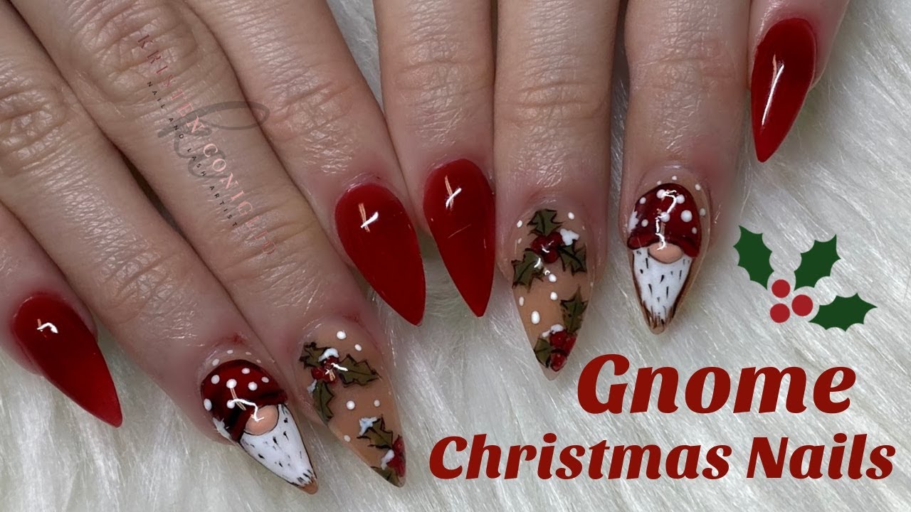 Gnome / Gonk Christmas Nails. /Nail Art Tutorial /Beginner Nail Art