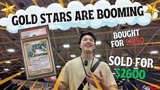 FLIPPPING GOLD STARS FOR 40% PROFIT?? Cardboard Chronicles Ep. 1 DALLAS Collect-A-Con