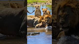One Crocodile, A Whole Lion Pride! 😨