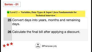 Information Convert total days into years, months and remaining days. & Calculate the final bill after discount. Guide