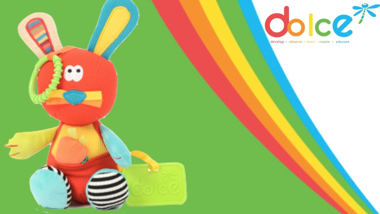 Dolce Plush Rabbit Baby Activity Toy - YouTube