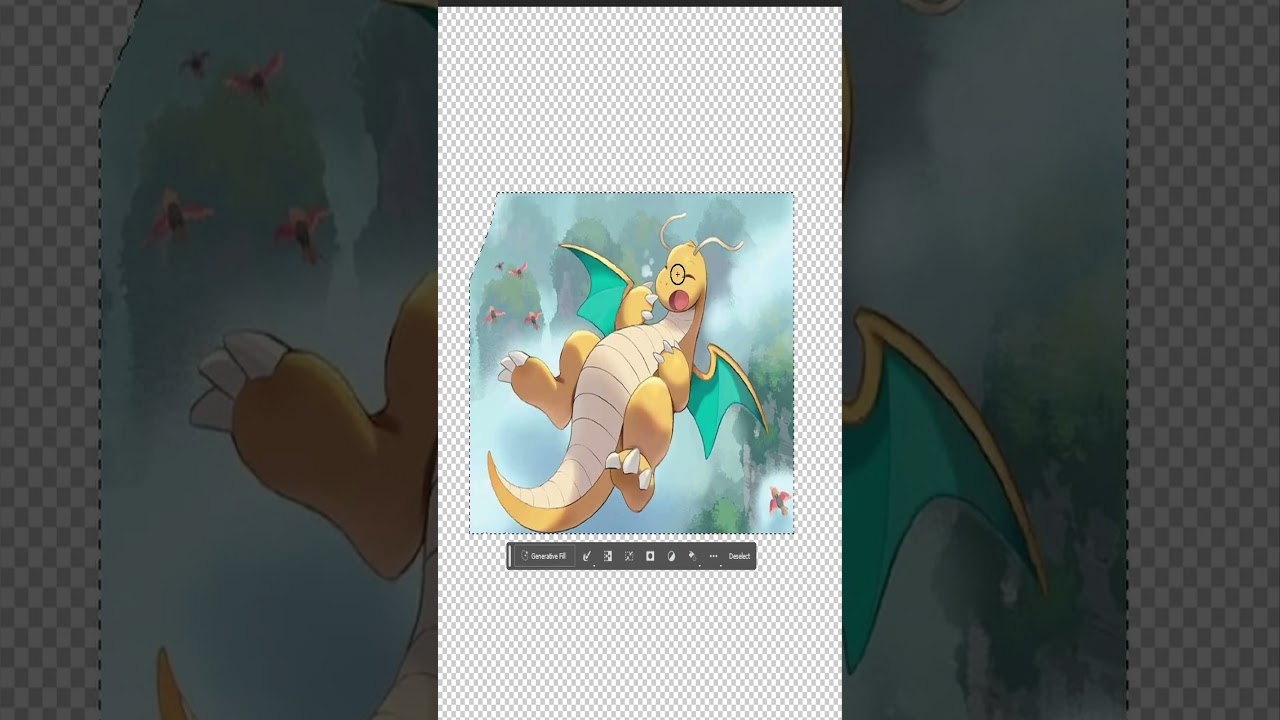 Extending DRAGONITE V MAX Pokemon Card Art with Photoshop AI