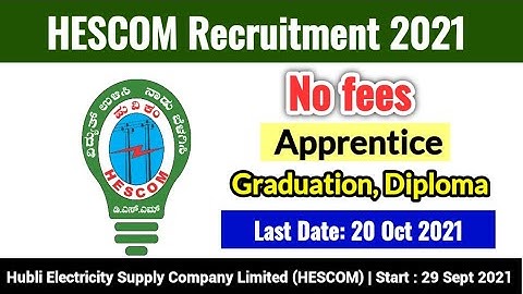 HESCOM Recruitment 2021 | HESCOM Apprentice Recruitment 2021 HESCOMApprenticeRecruitment2021 #HESCOM