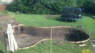 Pool build timelapse: installing steel rebar in residential pool