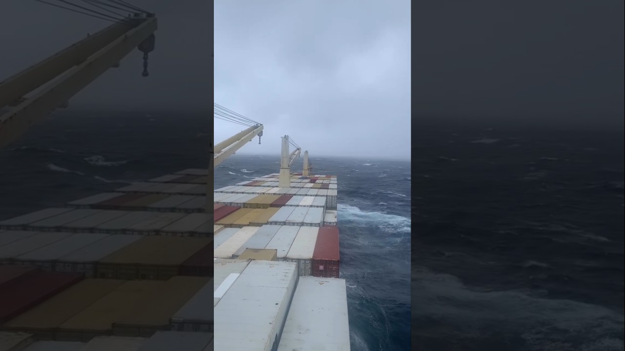 FULL PACKED CONTAINER SHIP CAUGHT IN ROUGH SEA🫢🫢😱😱😱🚢🚢🚢🚢⚓⚓⚓ #shorts # ...