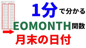 【Excel1分講座】EOMONTH関数を使って、月末の日付を求める方法