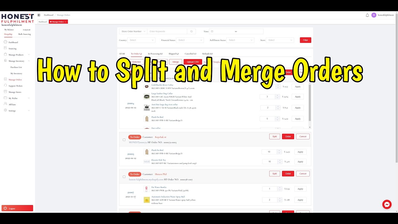 9. HF Platform -  Split & Merge Orders