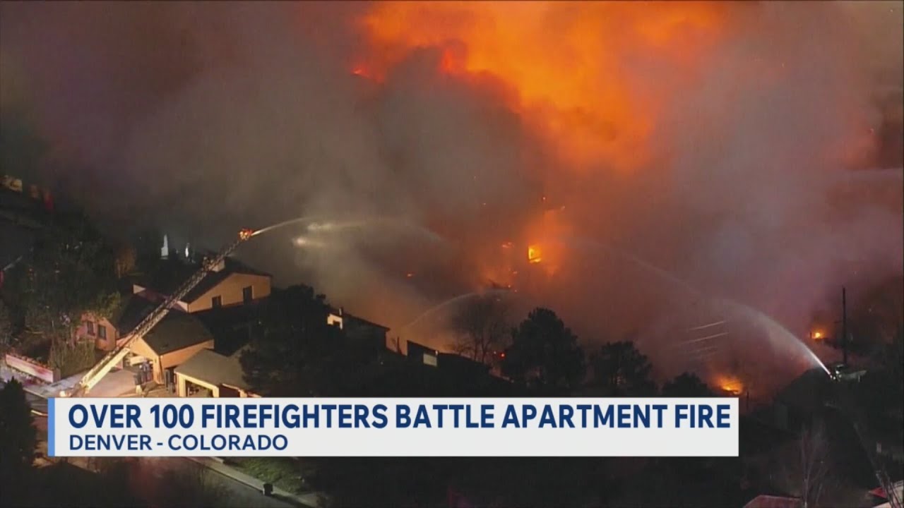 More than 100 firefighters battle apartment fire in Denver - YouTube