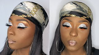SILVER GLITTER CUT CREASE || Client Makeup tutorial