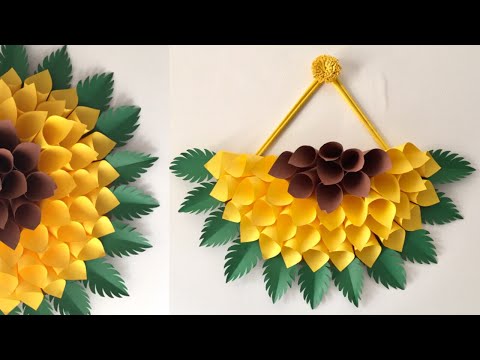 paper-wall-hanging-diy-|-paper-sunflower-wall-hanging-ideas-|-wall-decor-ideas