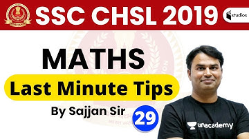 1:30 PM - SSC CHSL 2019 | Maths by Sajjan Sir | Last Minute Tips | Day - 28