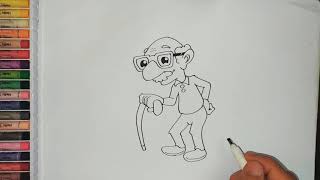 رسم رجل عجوز سهل خطوة بخطوة |How to draw a Grandpa (easy ! )