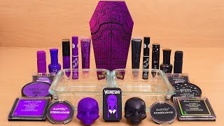 Purple Vs Black - Mixing Makeup Eyeshadow Into Slime Asmr