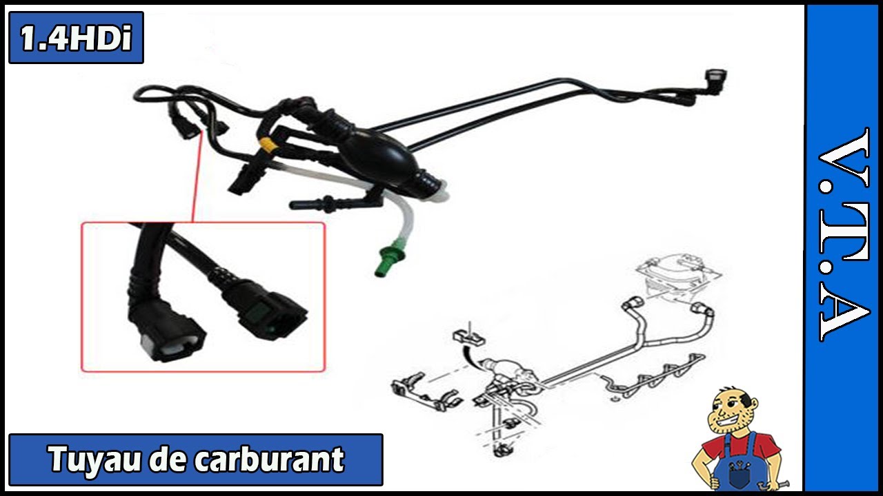 Poire d'amorçage avec tuyaux de carburant Peugeot Citroën 1.6 hdi -  Équipement auto