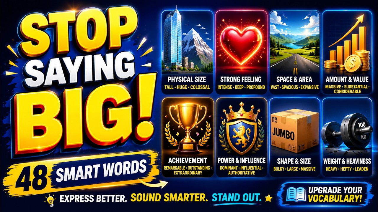 Stop Saying BIG! Learn 48 Powerful Words to Speak Smarter English
