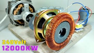 I Make A Powerful Generator 12Kw From Speaker And Coper Wire