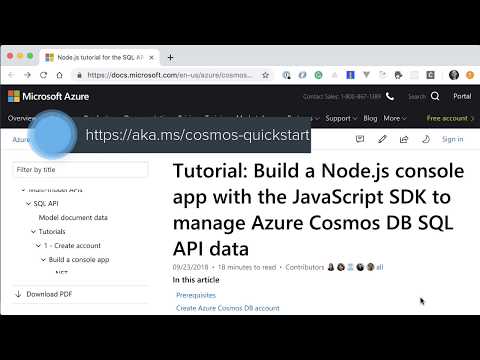 Node.js app with the npm SDK to talk to the Cosmos DB SQL API