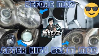 car headlight mod retrofit (mercedes w203 headlight projector high beam)