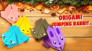 Оригами прыгающий зайчик из бумаги. Символ 2023 Нового года!