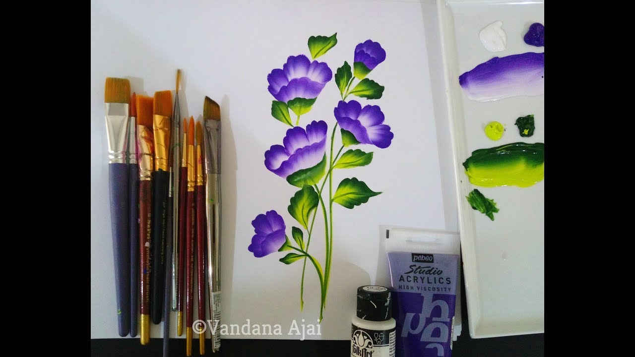Beginners tutorial for one stroke paintingMy paints,Brushes & BrandsVandana AjaiMalayalam