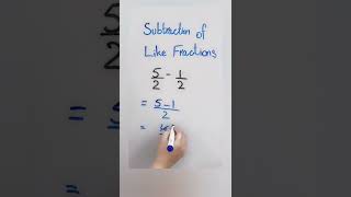 How to Subtract Like Fractions#maths #fractions #shorts
