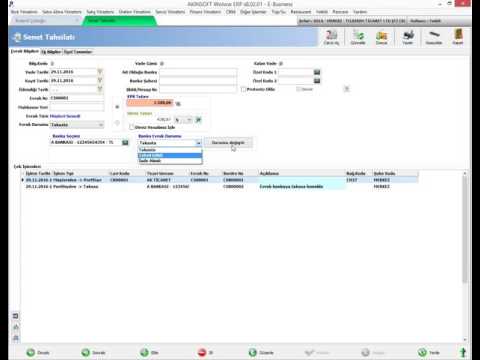 AKINSOFT WOLVOX ERP Finans Yönetimi - Çek/Senet Tahsilat Tediye İşlemi