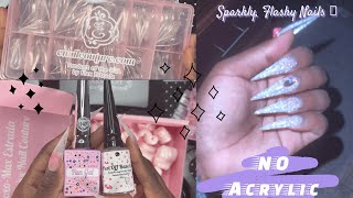 Extreme Tapered Stiletto (NO acrylic)| ENC Flash Gel Fun Gel| DailyCharme Swarovski + mini UNBOXING screenshot 5