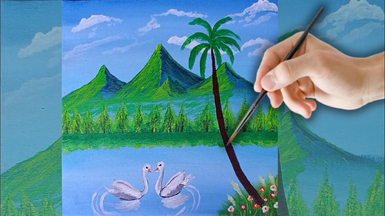 White Swan Acrylic Painting Tutorial | Easy Step-by-Step Canvas Painting for Beginners