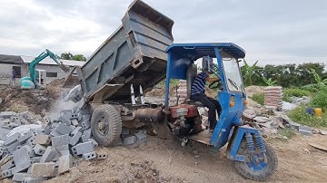 CÔNG NÔNG CHỞ CÁT NGÕ NHỎ quá giỏi || máy xúc múc cát | ô tô tải chở cát | sand truck dump truck p10