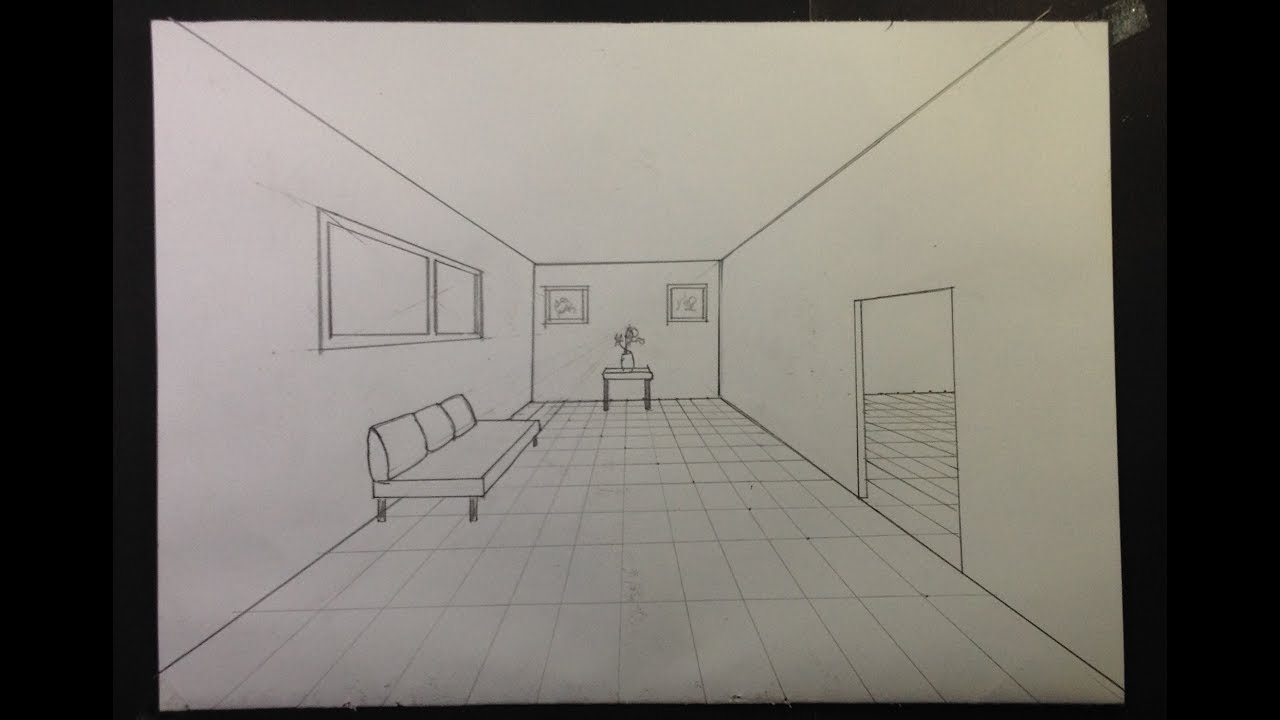 How To Draw A Simple Room In One Point Perspective 2