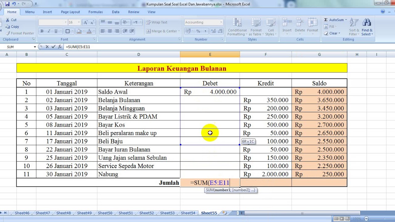 Contoh Laporan Keuangan Sederhana Excel