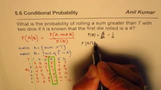 Conditional Probability of sum greater than 7 when first die roll 4 Net Worth