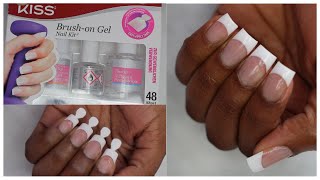 HOW TO: DIY Kiss Brush On Gell Nail Kit & 1 Week Update |$10 | Easy French Nails