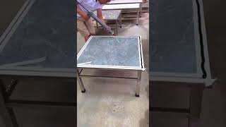 Marble table top inlaid when the glue process- Good tools and machinery make work easy