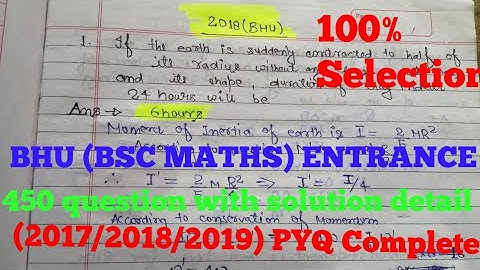 BHU Bsc Maths (2017/2018/2019) previous year question with detail solution / BHU U ET entrance exam.