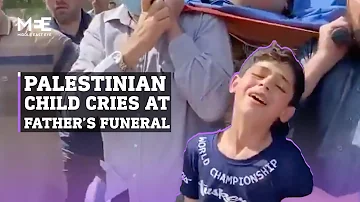 "Goodbye, father” Palestinian child cries at the funeral of his father and brother in the Gaza Strip