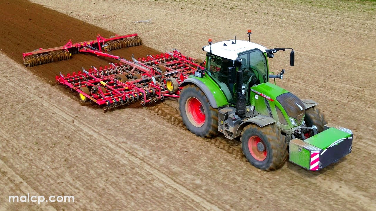 4k Fendt 724 Vario tractor pulling a Väderstad NZ Aggressive 600 cultivator with Väderstad rollers