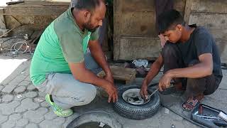 How they repair his puncture tire | #repairing #puncture