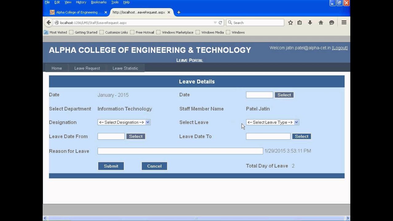 Lms nwkrtc leave management system