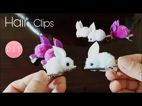 DIY- Super Easy Pom Pom Hair Clips Making Ideas | Pom Pom Rabbit Hair Clips | Hair Accessories |