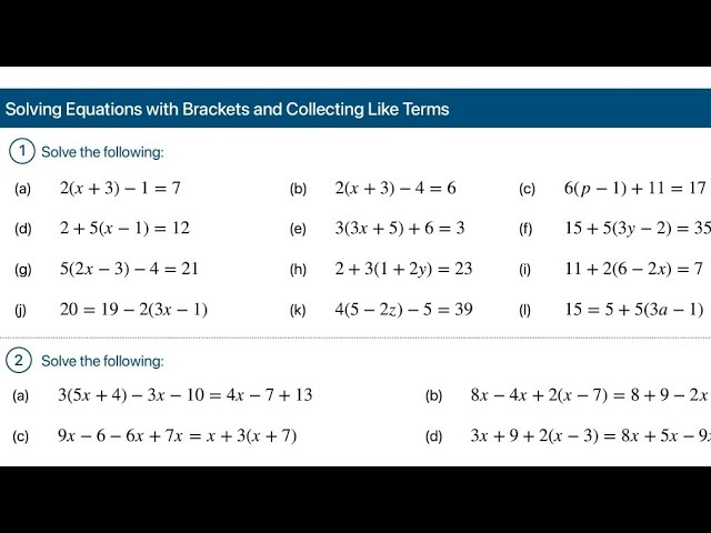 Linear Equations In One Variable Worksheet