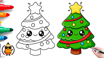 How To Draw A Cute Christmas Tree | Easy Drawing Tutorial 