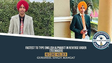 FASTEST TO TYPE ENGLISH ALPHABET IN REVERSE ORDER (TEENAGER)