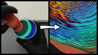 Acrylic Pouring Rippling Ring Pour with Negative Space  Abstract Fluid Art