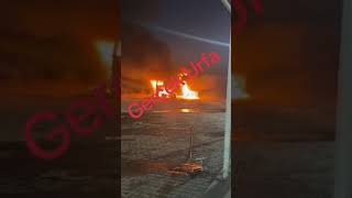 Şanlıurfada Korkutan Yangın Tir Alev Alev Yandı