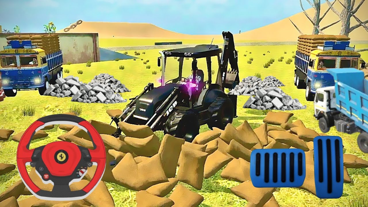 😱Drive JCB And Unloading Stone From Dumper Truck In Game🏗💥#dumper #truck #tractor #gameplay #4x4